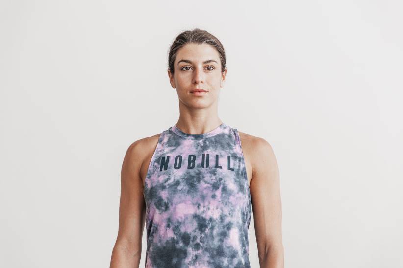 NOBULL 80NJ2016canotta da donna a collo alto (tie-dye) rosa e ardesia