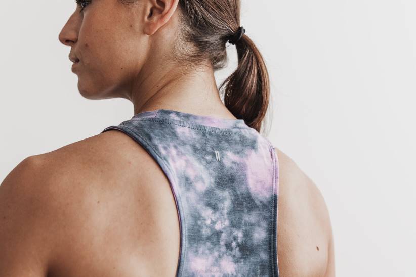 NOBULL 80NJ2016canotta da donna a collo alto (tie-dye) rosa e ardesia