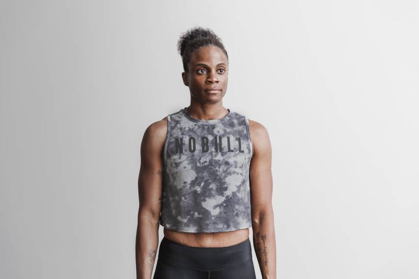 NOBULL 80NJ2062canotta muscolare da donna (tie-dye) bianca e nera