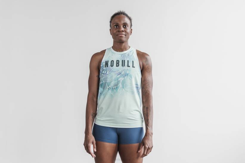 NOBULL 80NJ2303canotta a collo alto da donna (acquerello floreale) nebbia