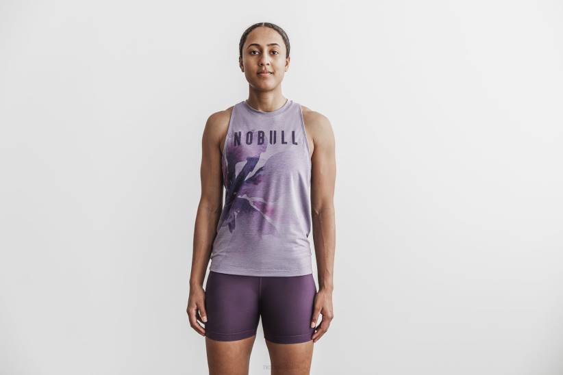 NOBULL 80NJ2304canotta da donna a collo alto (acquerello floreale) lavanda