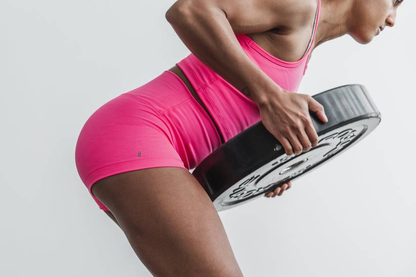 NOBULL 80NJ2382pantaloncini a vita alta 2 (a costine neon) rosa