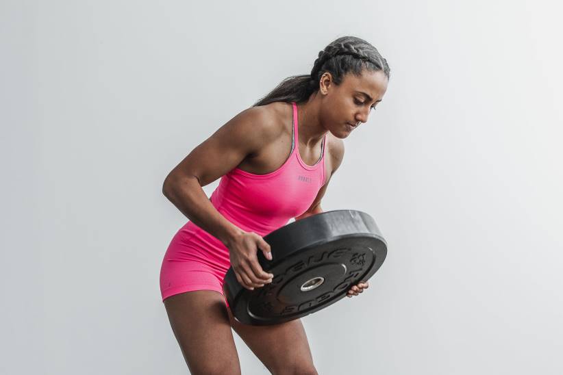 NOBULL 80NJ2382pantaloncini a vita alta 2 (a costine neon) rosa