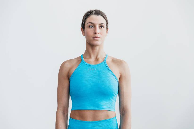 NOBULL 80NJ2386Canotta corta allacciata al collo (a coste neon) blu