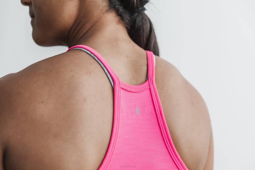 NOBULL 80NJ2387Canottiera corta alla caviglia (a coste neon) rosa