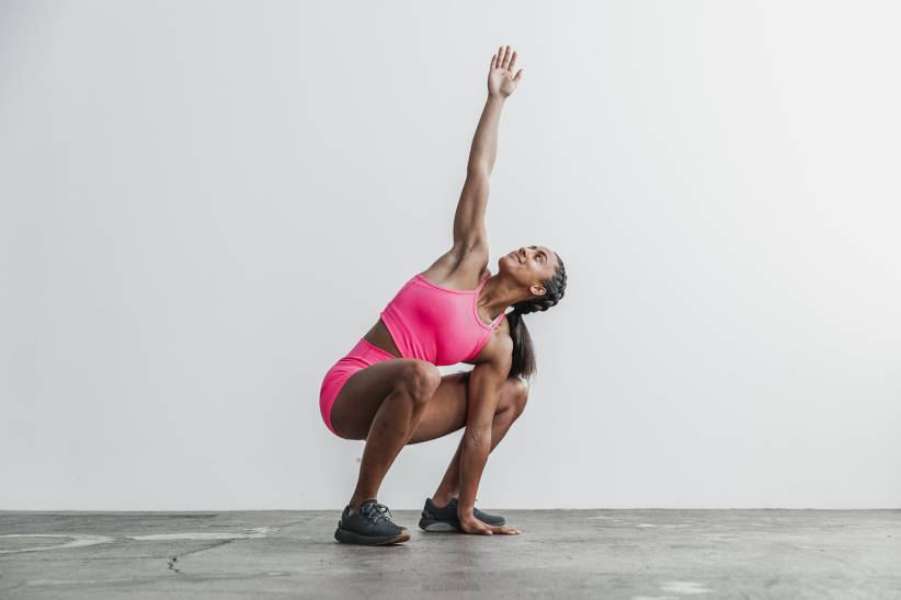 NOBULL 80NJ2387Canottiera corta alla caviglia (a coste neon) rosa