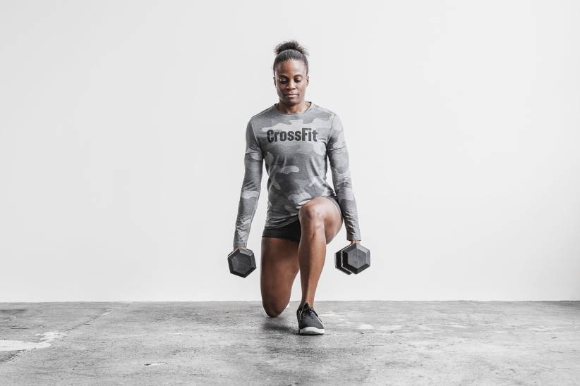 NOBULL 80NJ2389T-shirt a maniche lunghe CrossFit da donna (mimetica) grigia