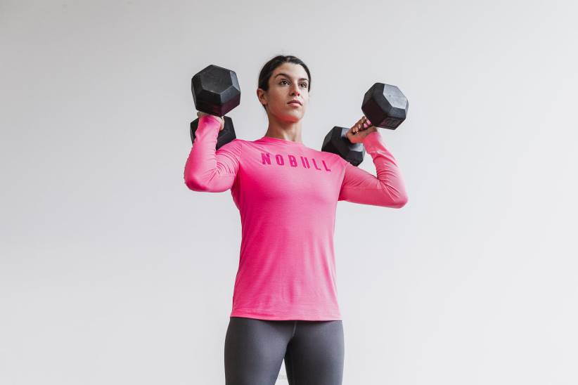 NOBULL 80NJ2449maglietta a maniche lunghe da donna (neon) rosa