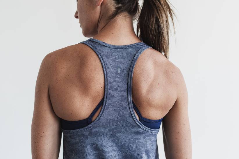 NOBULL 80NJ2458canotta strutturata leggera da donna (mimetica) blu scuro