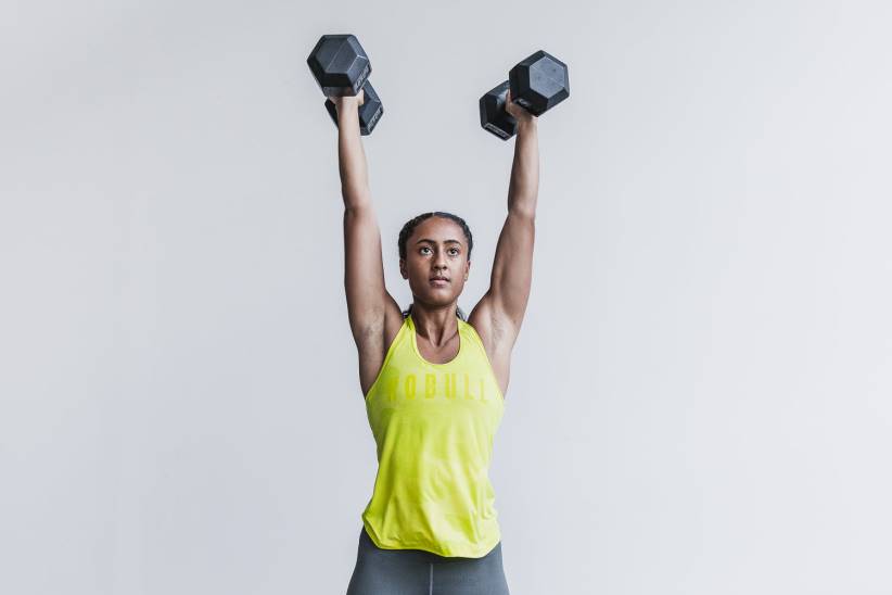 NOBULL 80NJ2577canotta da donna con taglio vogatore (neon camo) gialla