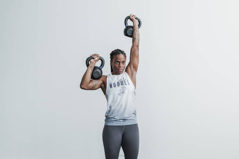 NOBULL 80NJ2643canotta da donna a collo alto (dip-dye) bianco e nuvola