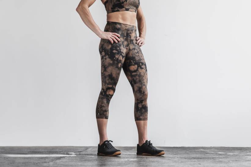 NOBULL 80NJ2650raccolto a vita alta (tie-dye) caramello e nero