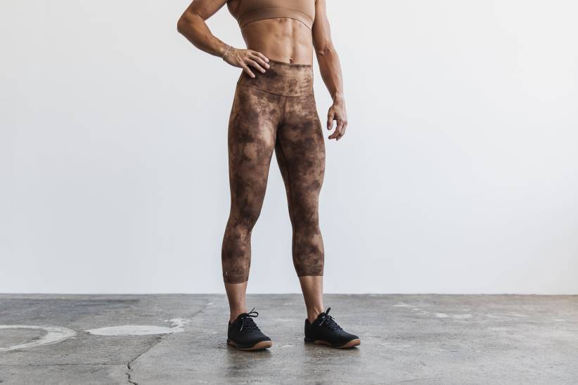 NOBULL 80NJ2654raccolto a vita alta (tie-dye) caramello e marrone