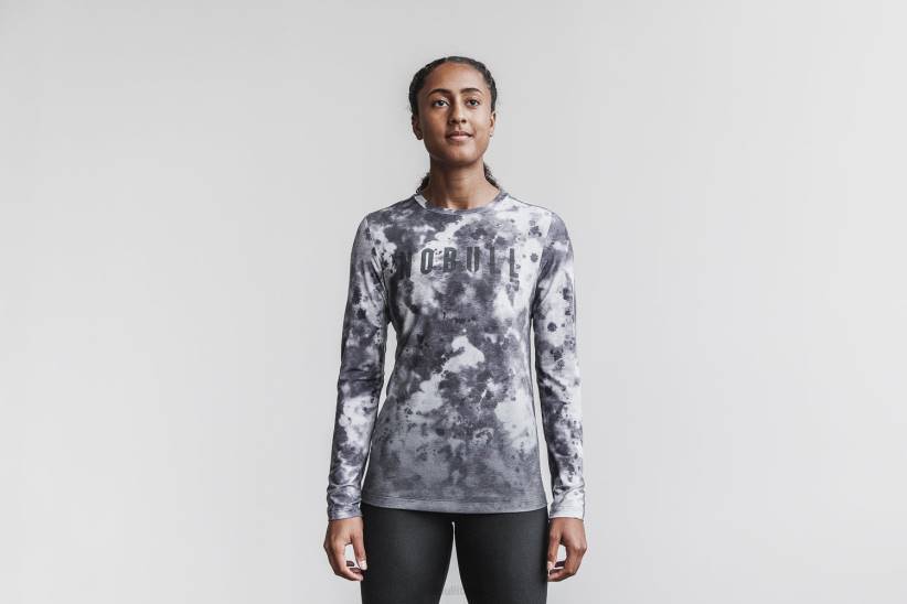 NOBULL 80NJ2657maglietta a maniche lunghe da donna (dip-dye) bianca e nera