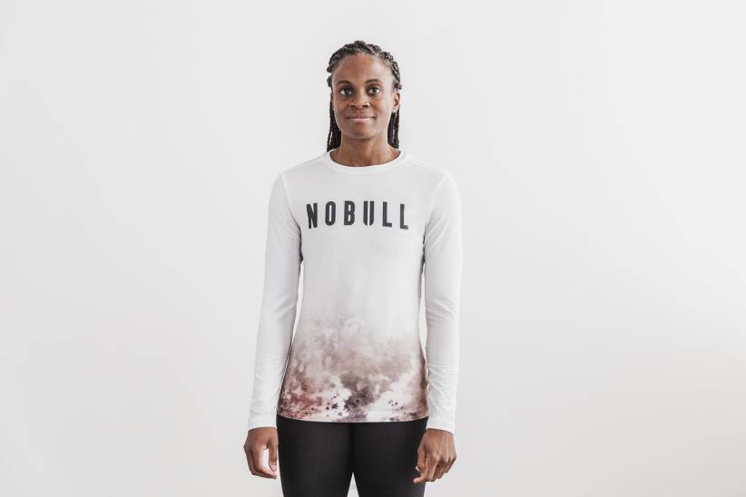 NOBULL 80NJ2658maglietta a maniche lunghe da donna (dip-dye) bianca e caramello