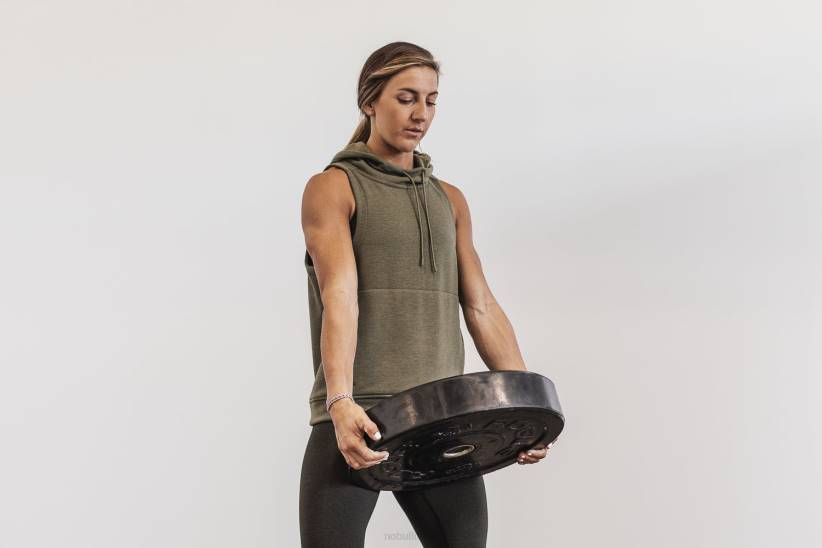 NOBULL 80NJ2775felpa con cappuccio senza maniche in micropeluche da donna