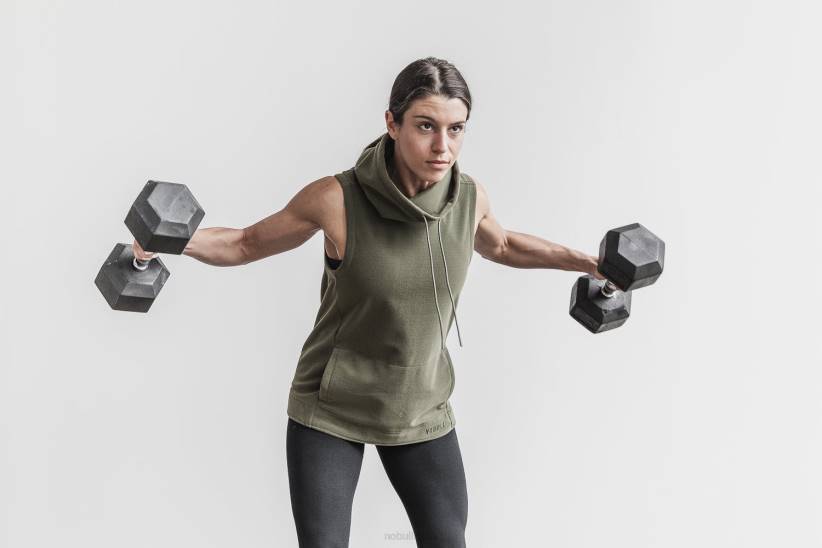 NOBULL 80NJ2812Esercito con cappuccio senza maniche artico da donna