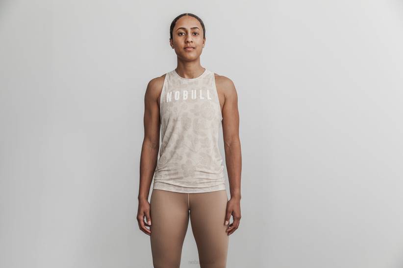 NOBULL 80NJ1804canotta a collo alto da donna (fiori di ciliegio) farina d'avena