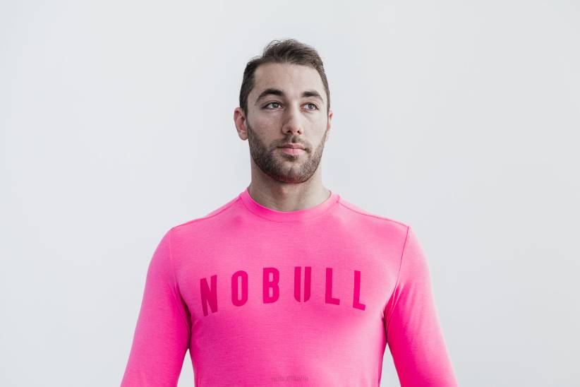 NOBULL 80NJ1003maglietta a maniche lunghe da uomo (neon) rosa
