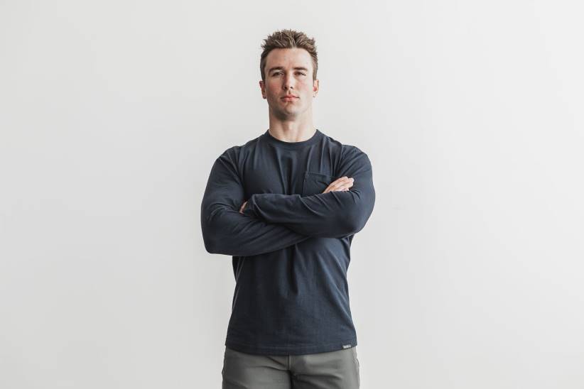 NOBULL 80NJ1095T-shirt da uomo con tasca a maniche lunghe pesante