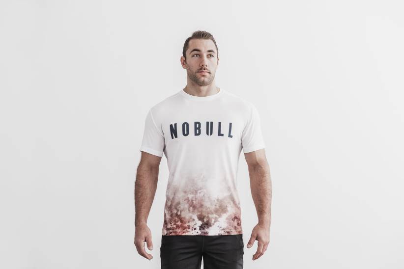 NOBULL 80NJ1123maglietta da uomo (dip-dye) bianca e caramello
