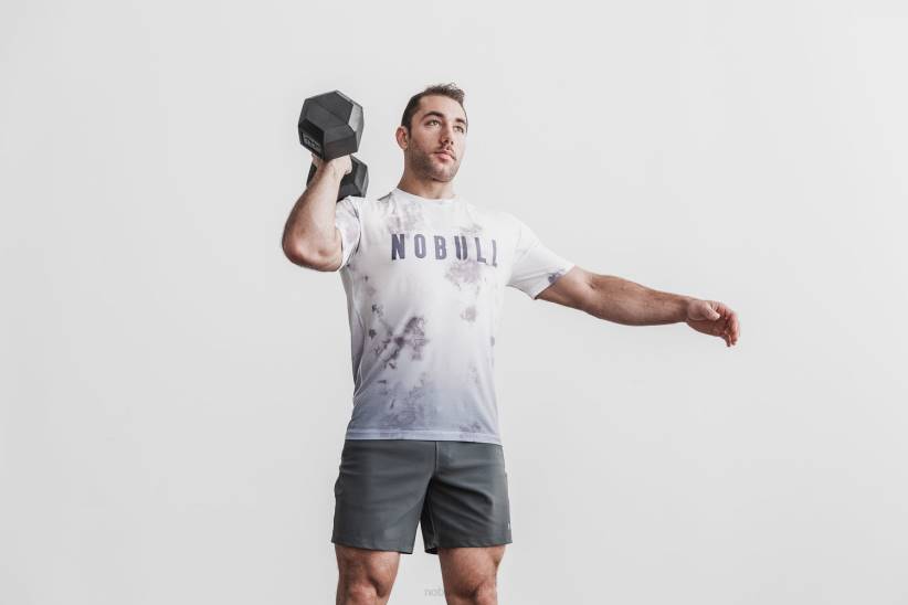 NOBULL 80NJ1124maglietta da uomo (dip-dye) bianca e nuvola