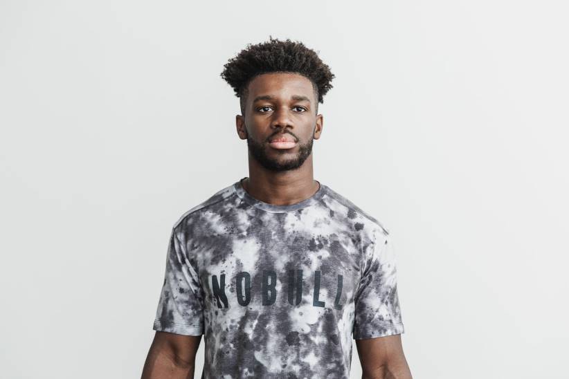 NOBULL 80NJ1125maglietta da uomo (dip-dye) bianca e nera