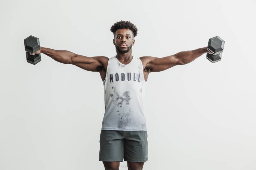 NOBULL 80NJ1127canotta da uomo (dip-dye) bianca e nuvola