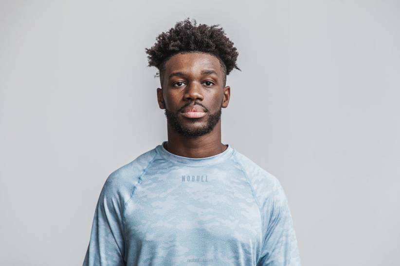 NOBULL 80NJ1134T-shirt da uomo a maniche lunghe testurizzata leggera (mimetica) ardesia