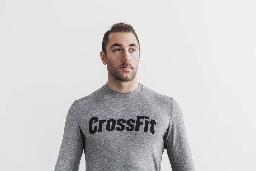 NOBULL 80NJ1138T-shirt a maniche lunghe CrossFit da uomo grigia