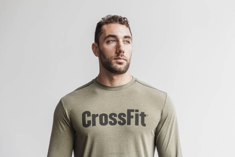 NOBULL 80NJ1141T-shirt da uomo a maniche lunghe CrossFit Army