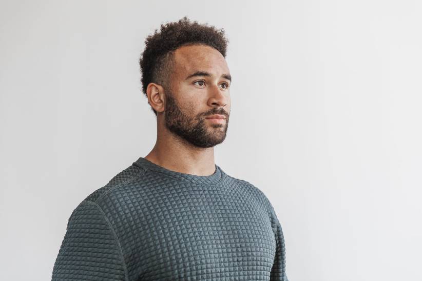 NOBULL 80NJ620pullover trapuntato da uomo a girocollo scuro