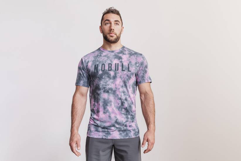 NOBULL 80NJ784maglietta da uomo (tie-dye) rosa e ardesia