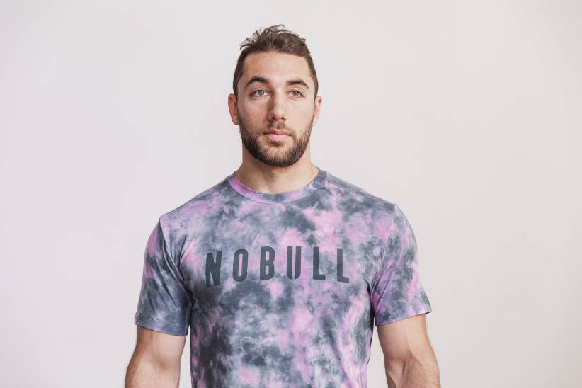 NOBULL 80NJ784maglietta da uomo (tie-dye) rosa e ardesia
