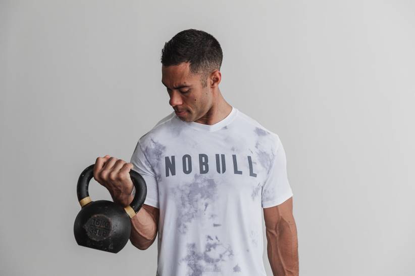 NOBULL 80NJ785maglietta da uomo (tie-dye) bianca e nuvola