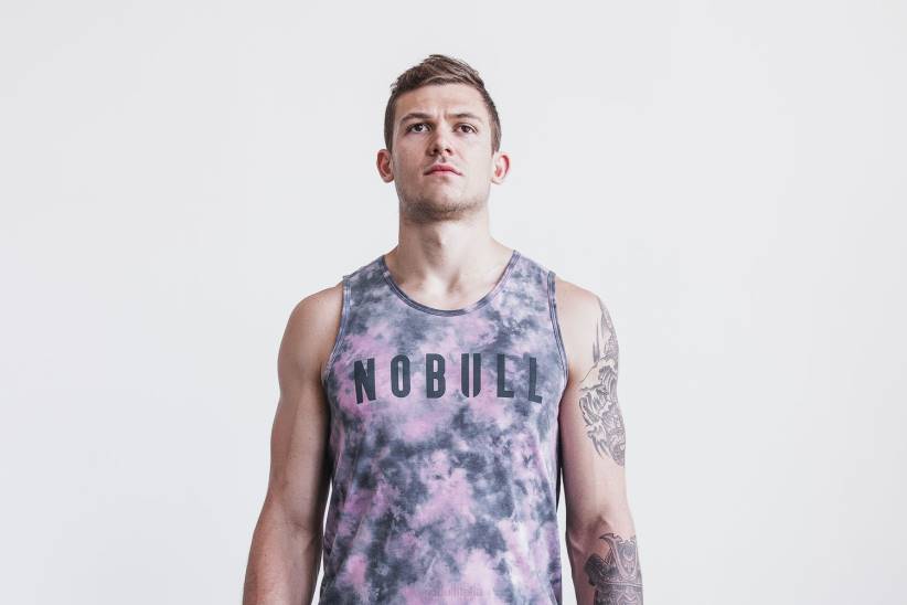 NOBULL 80NJ816canotta da uomo (tie-dye) rosa e ardesia