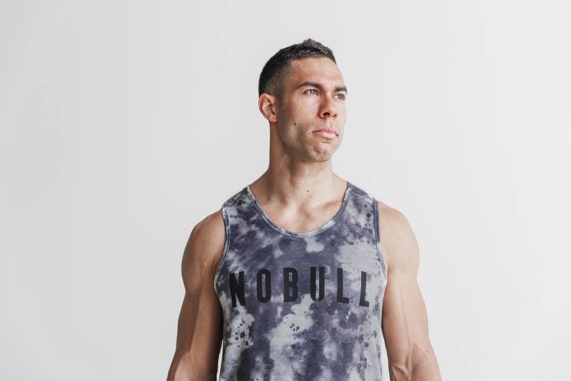 NOBULL 80NJ817canotta da uomo (tie-dye) bianca e nera