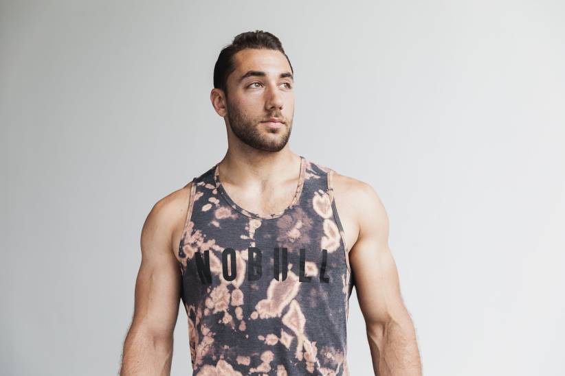 NOBULL 80NJ821canotta da uomo (tie-dye) marrone chiaro e nera