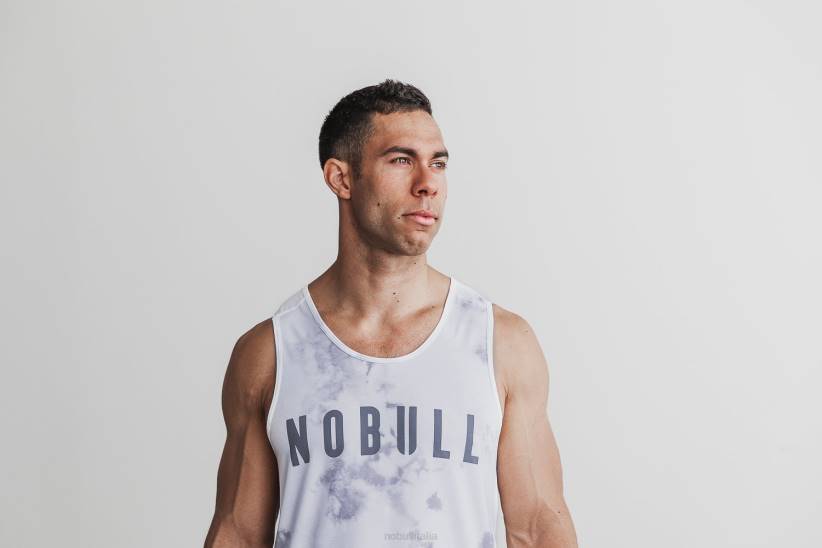NOBULL 80NJ822canotta da uomo (tie-dye) bianca e nuvola