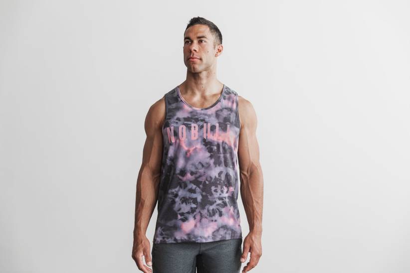 NOBULL 80NJ824canotta da uomo (tie-dye) rosa e nera