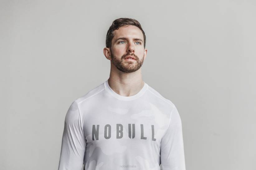 NOBULL 80NJ909maglietta a maniche lunghe da uomo (mimetica) bianca