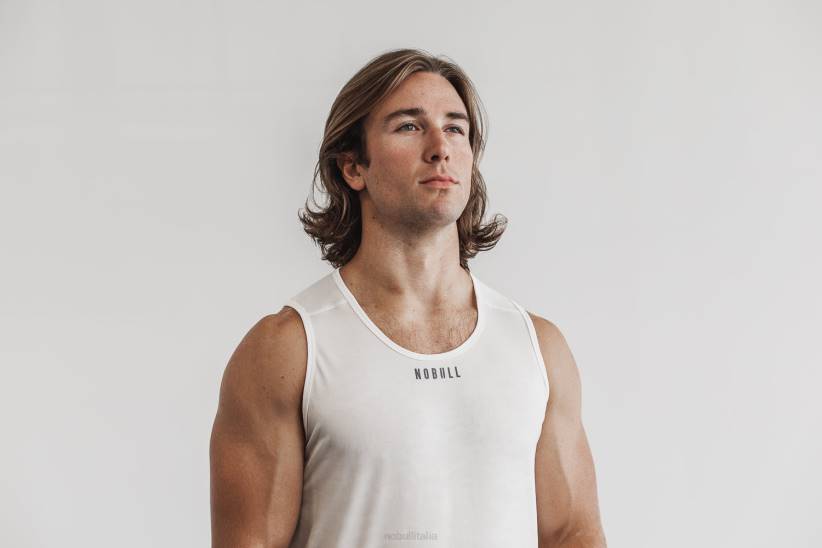 NOBULL 80NJ922canotta strutturata leggera da uomo (mimetica) bianca