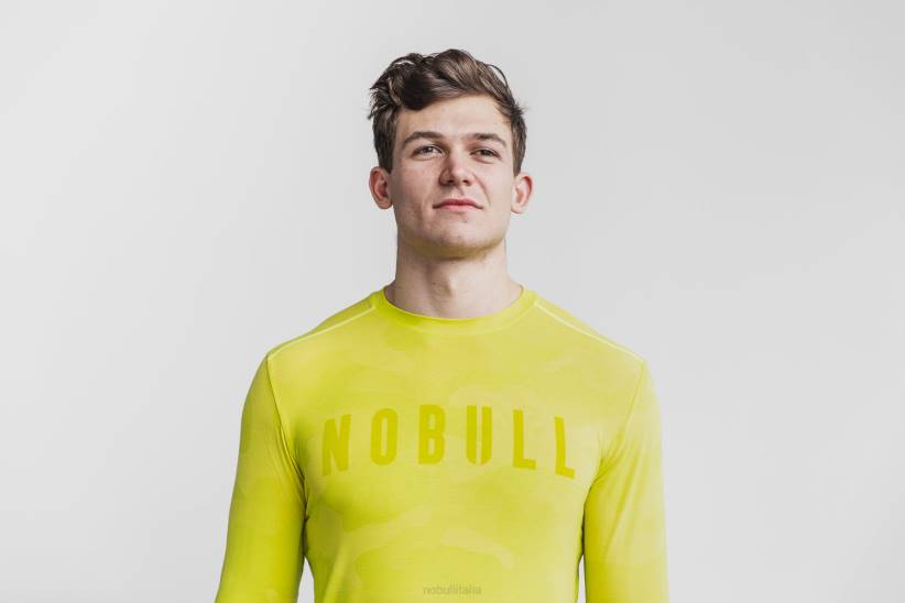 NOBULL 80NJ992maglietta a maniche lunghe da uomo (neon camo) gialla