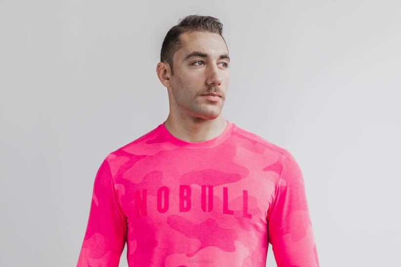 NOBULL 80NJ994maglietta a maniche lunghe da uomo (neon camo) rosa
