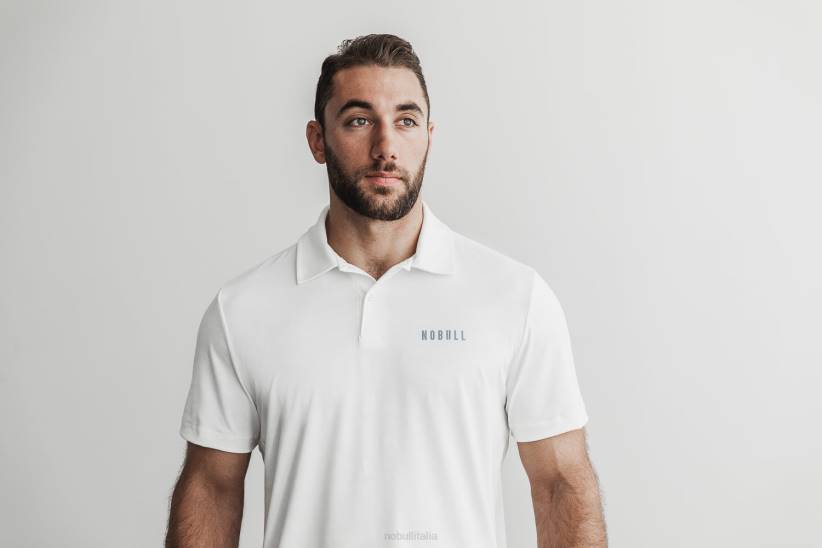 NOBULL 80NJ574polo testurizzata leggera da uomo (mimetica) bianca