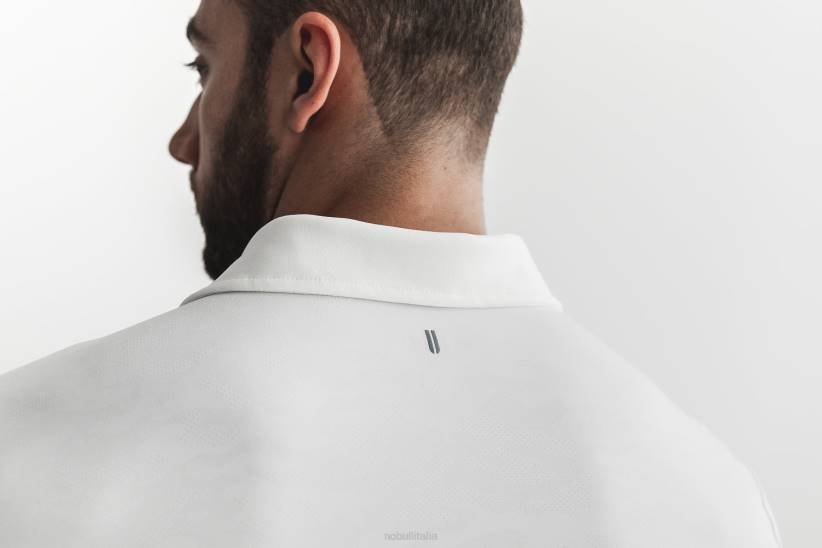 NOBULL 80NJ574polo testurizzata leggera da uomo (mimetica) bianca