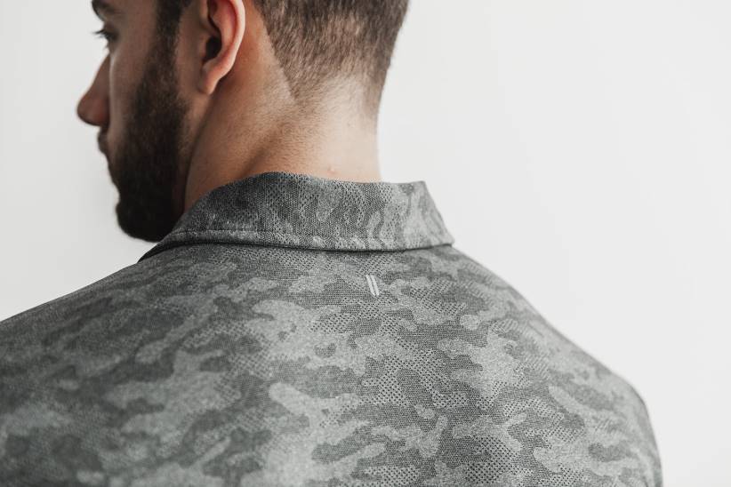 NOBULL 80NJ575polo testurizzata leggera da uomo (mimetica) nera